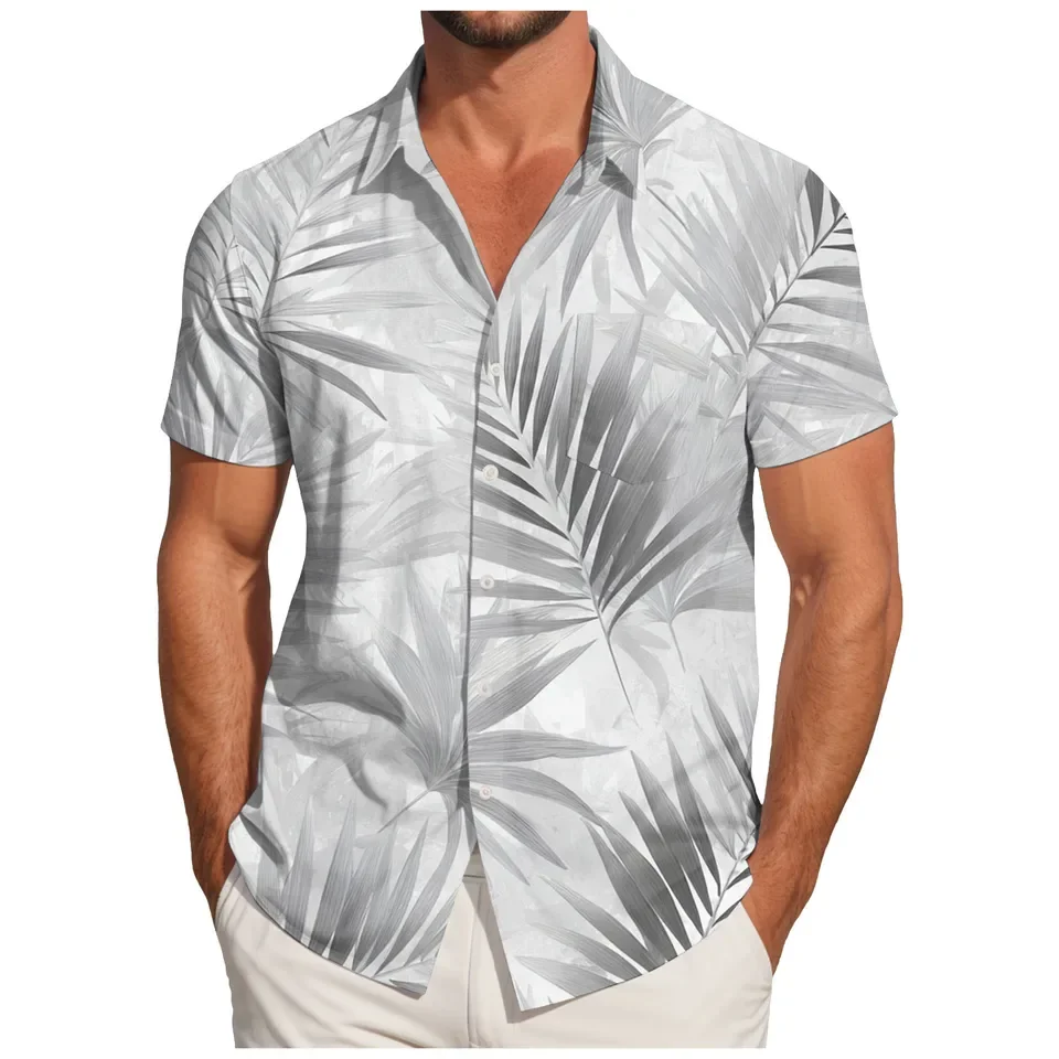 Summer Men's Hawaiian Shirt Vacation Holiday Beach Wear 3D Printed Short Sleeve Shirts Flower Plants Pattern Mens Clothing