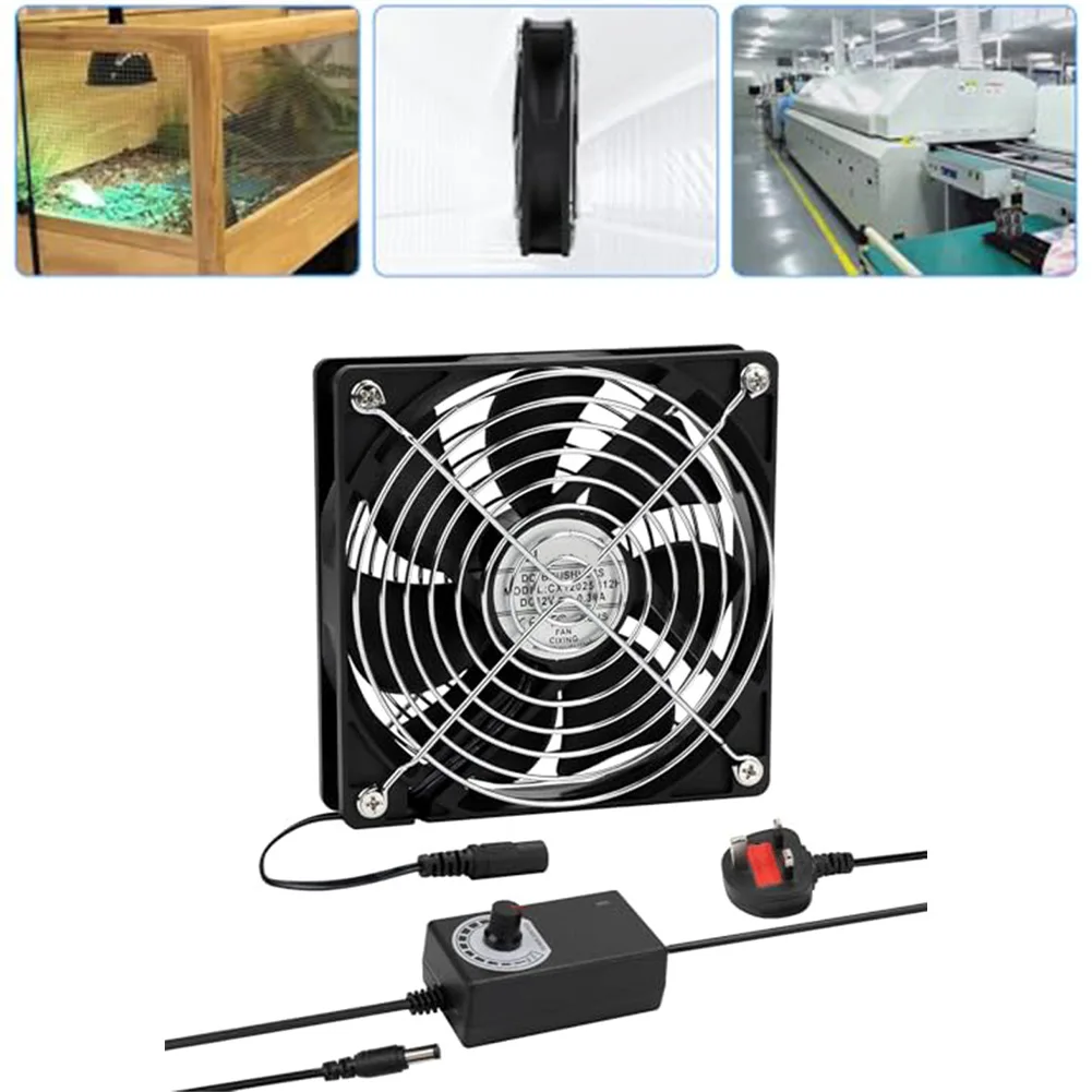 

120-мм регулируемый бесшумный вентилятор для компьютера, 220 В, с огнестойким корпусом из PBT и металлической сеткой для защиты от перегрева, для охлаждения серверных стоек