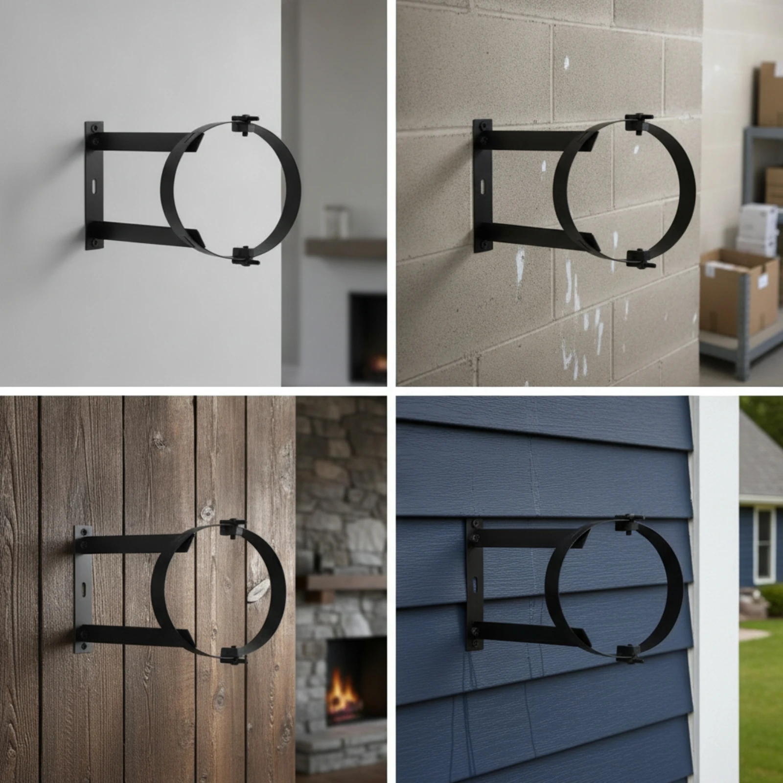 Chimney Pipe Support Bracket Heavy-Duty Flue Pipe Bracket Chimney Fixing Band Sturdy Hardware Easy to Install for Installers