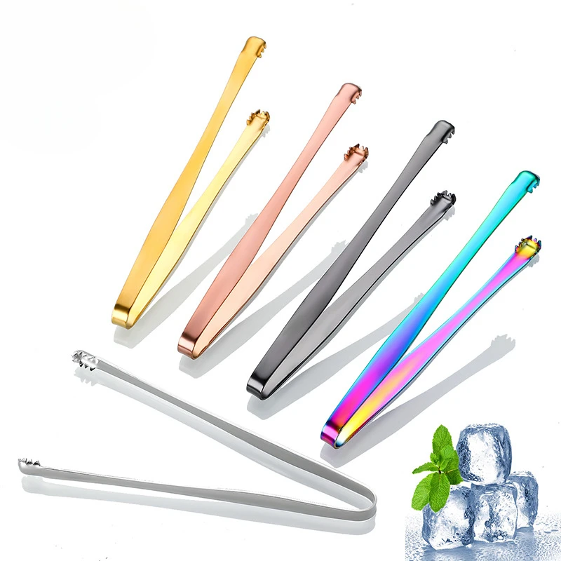 Stainless Steel Ice Block Clamp Multiple Functions Coffee Cube Sugar Clips Kitchen Accessories Anti-slip with Teeth Tongs