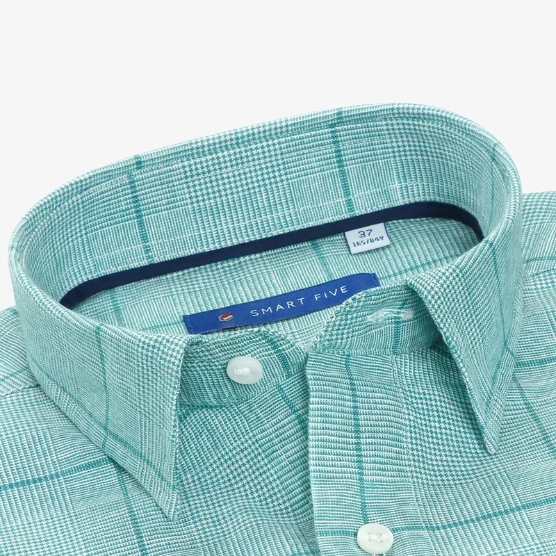 2025 Smart Five Long Sleeve Linen Cotton Plaid Shirts Men Camisa Social Masculina Casual Men Shirts Designer Clothing Summer
