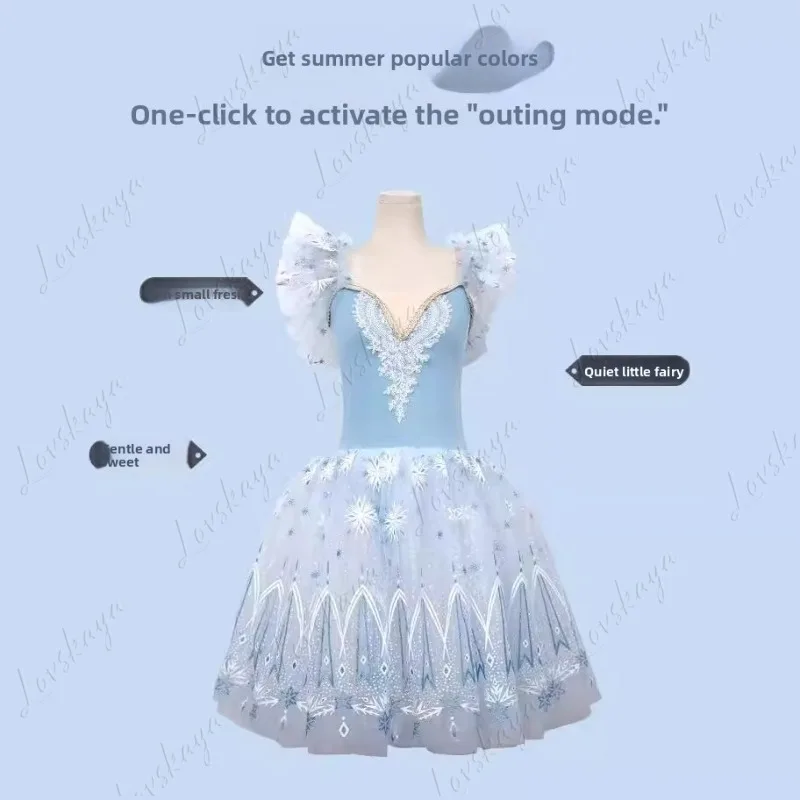 Swan Lake Strappy Chiffon Stage Drama Ballet Dress Little Girl's Performance Costume for Swan Dance