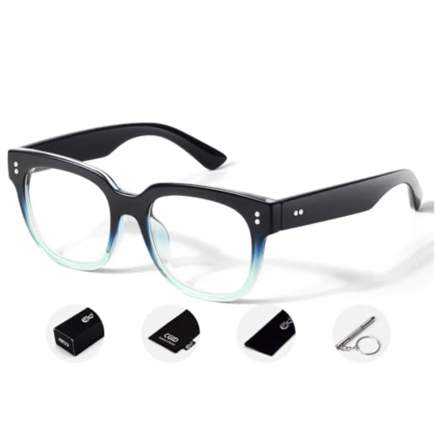 CGID Oversized Clear Lens Fake Glasses Women Men, 100% UV400 Protect, Tick Big Square Frame Fas Eyeglasses