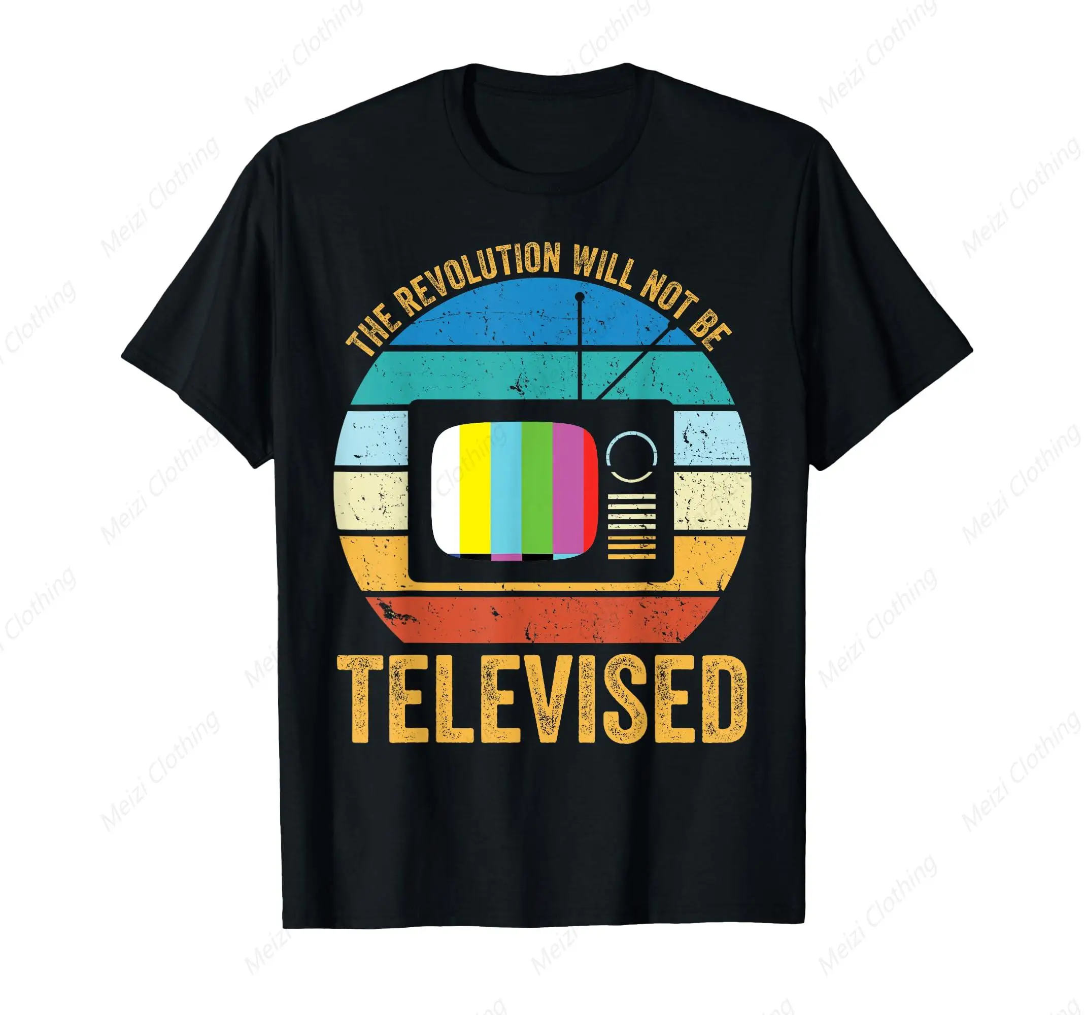 

Revolution Will Not Be Broadcasted On Television Retro Tv Signals T-Shirts Personalized Printed Shirts Pure Cotton Casual Top