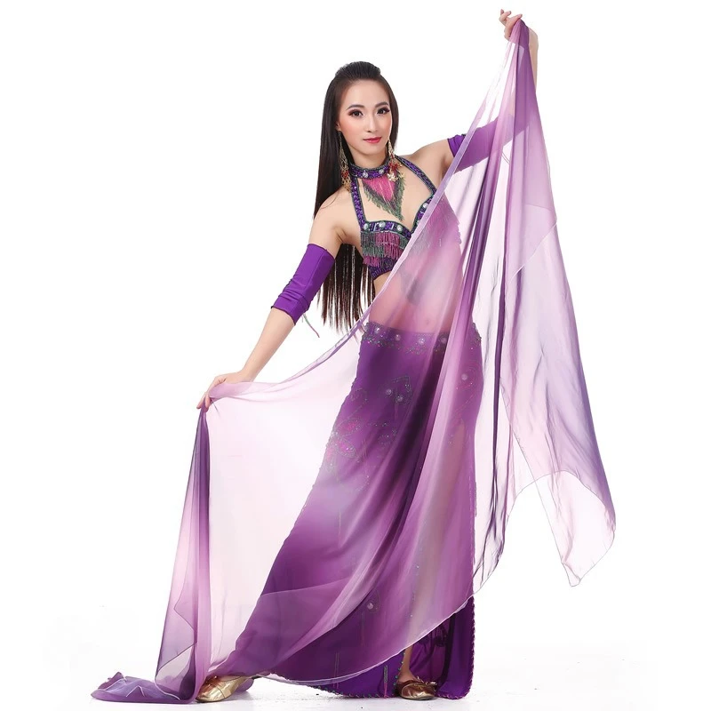 customized 250x120cm Simulated silk scarf belly dance costume performance costume Eastern dance scarf dance