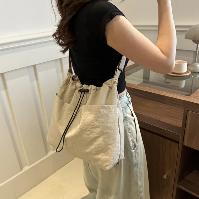 Fashionable Leisure One Shoulder Armpit Bag, College Style Large Capacity Canvas Bag for Class Commuting, Men's Women's Bags