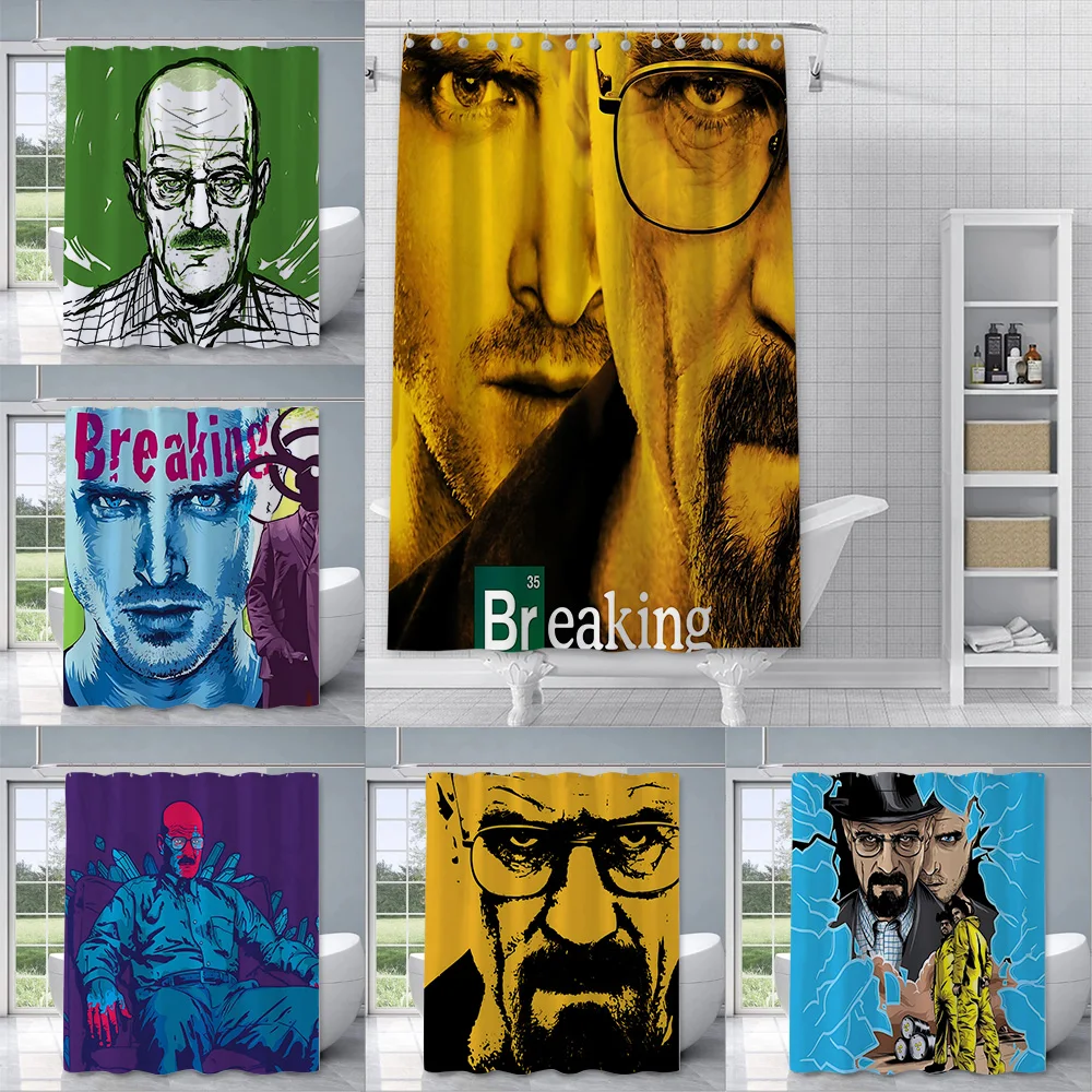 Breaking bad Movie TV show Anime Shower Curtain Waterproof Polyester Fabric Bath Curtains Home Bathroom Decor Curtain With Hook