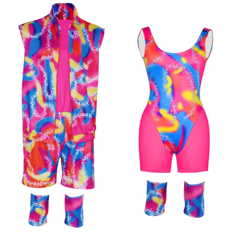 Movie Barbi Cosplay Costume for Women Margot Robbie Pink Dress Men Ken Ryan Gosling Clothes Girls Boys Halloween Outfit 2023