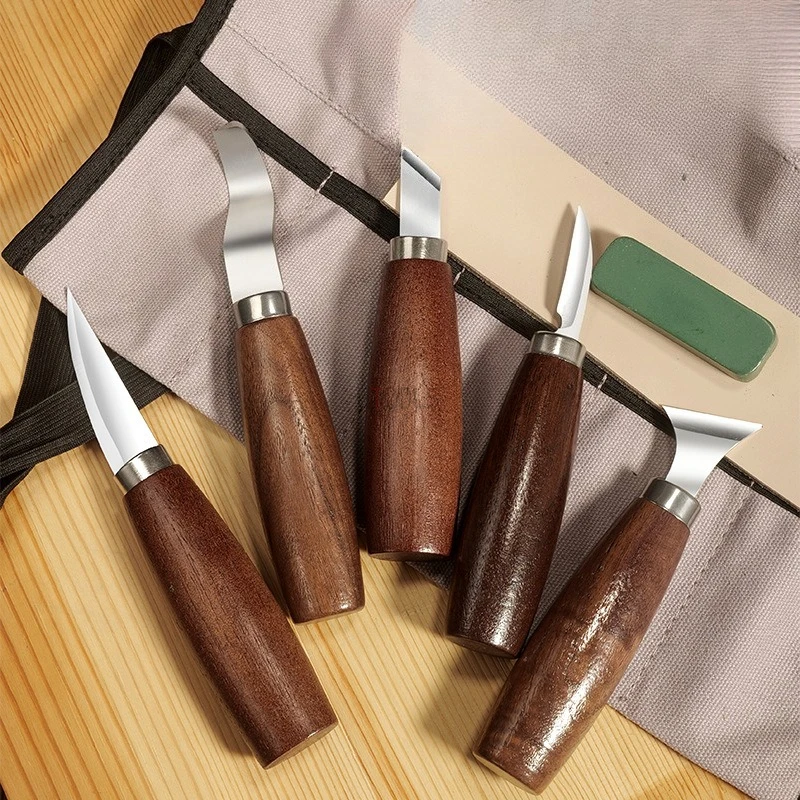 Wood Carving Tools Set with Walnut Handle Round Shank Gouges Chisels Scrapers Tools for Hand Carving Premium Quality Durable