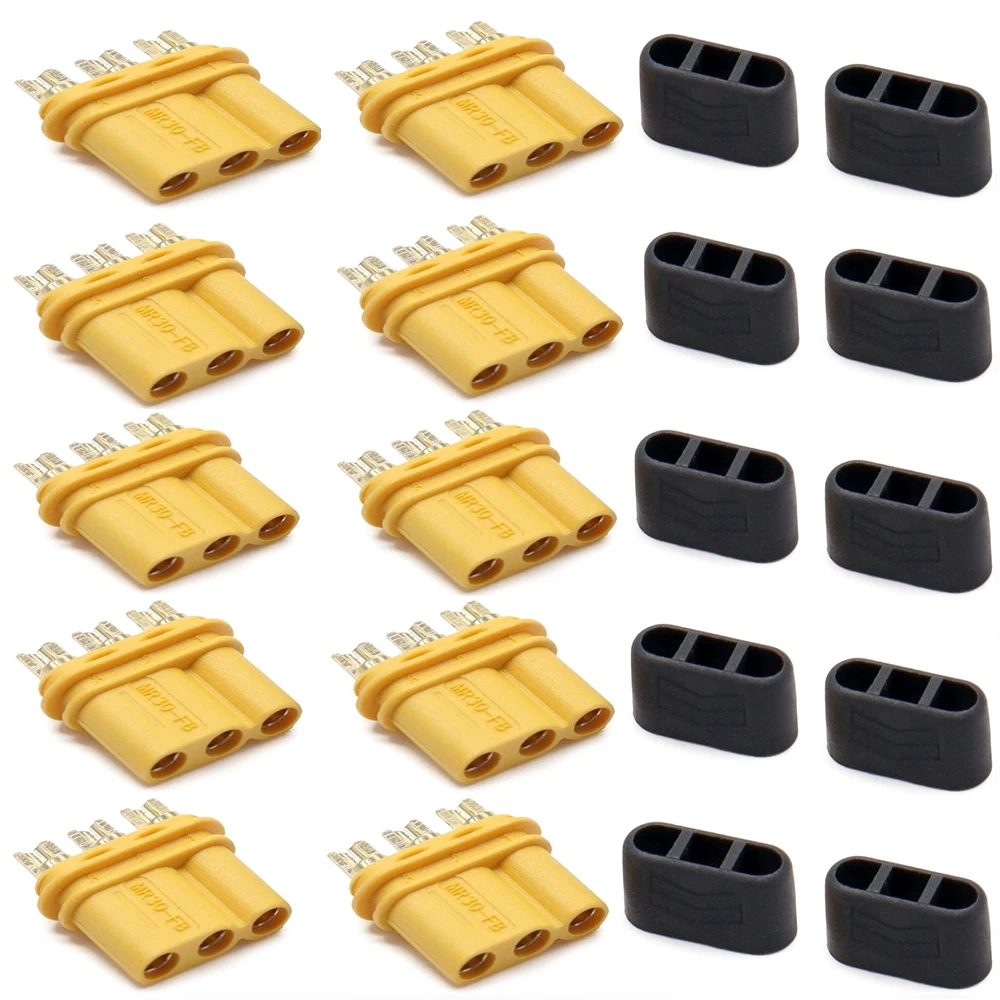 10 Stück Amass MR30 Steckverbinder 3-Polig Stecker-Buchse Verriegelungsstecker-Set für Hochleistungs-RC-Drohnenmotoren, Industrielle Geräte-Stromanschlüsse