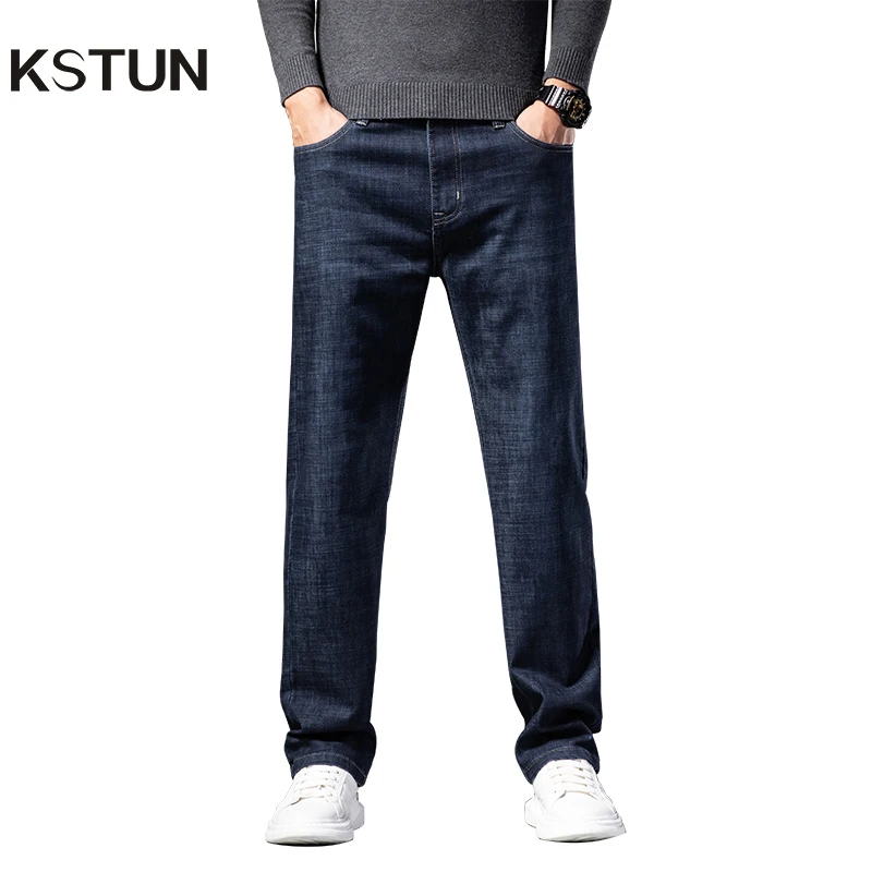 

KSTUN Men Jeans Stretch Classic Business Casual Pants Straight Cut Men's Clothing 2024 New Man Trousers Jeans Male Denim Pants