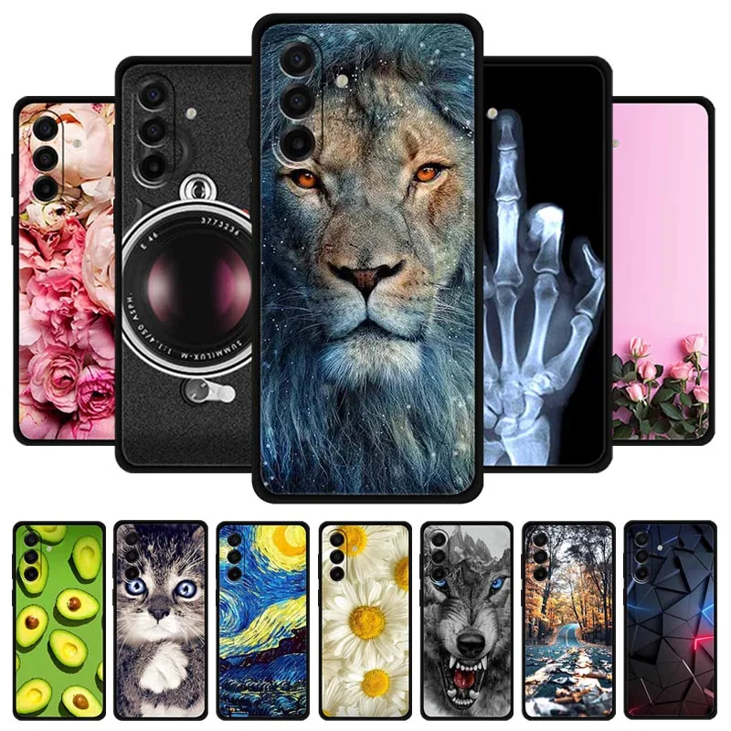 For Samsung Galaxy A27 5G Case Dustproof Bumper Flowers Soft Silicone TPU Phone Case for Samsung A27 Lion Cat Protective Funda