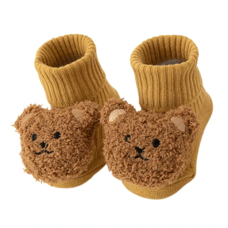 1Pair Infant Warm Baby Boys Girls Cartoon Bear Winter Shoes Breathable Socks Short Stocking Toddlers First Walkers