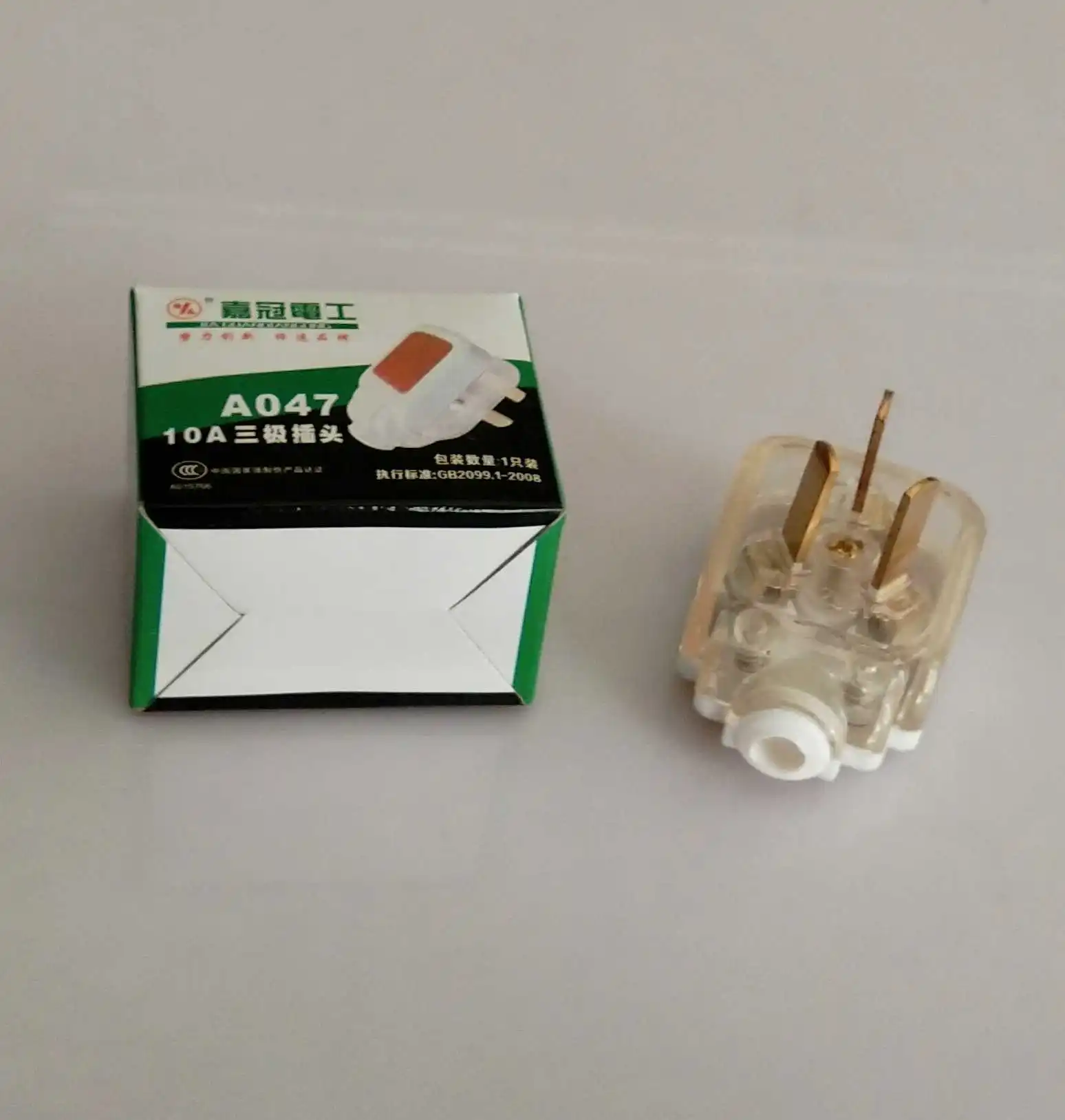Jiaguan Electric Appliance Colorful Translucent A0474a Three-Pole Plug Tram Three-Flat Plug