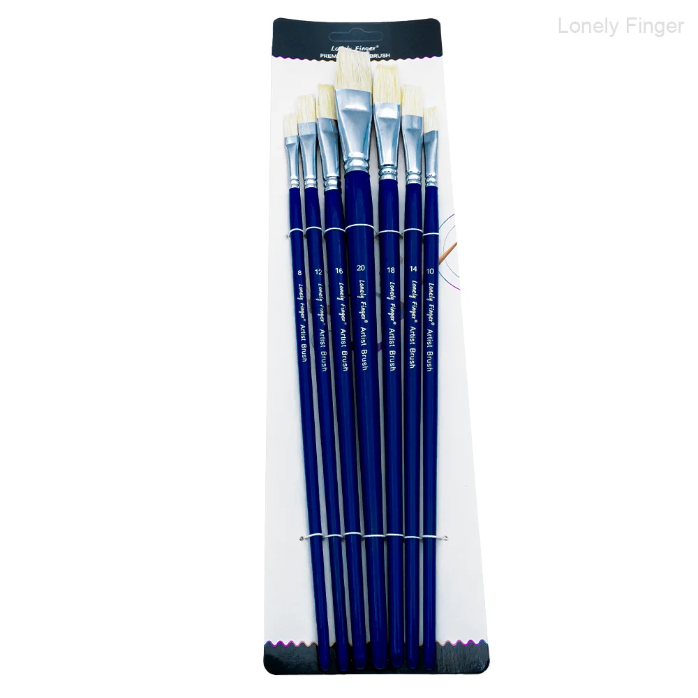 

Flat Paint Brush Set of 7 Pcs with Long Handle Nylon Hair, Professional Soft Anti-Shedding,Professional Artist Flat Brushes for