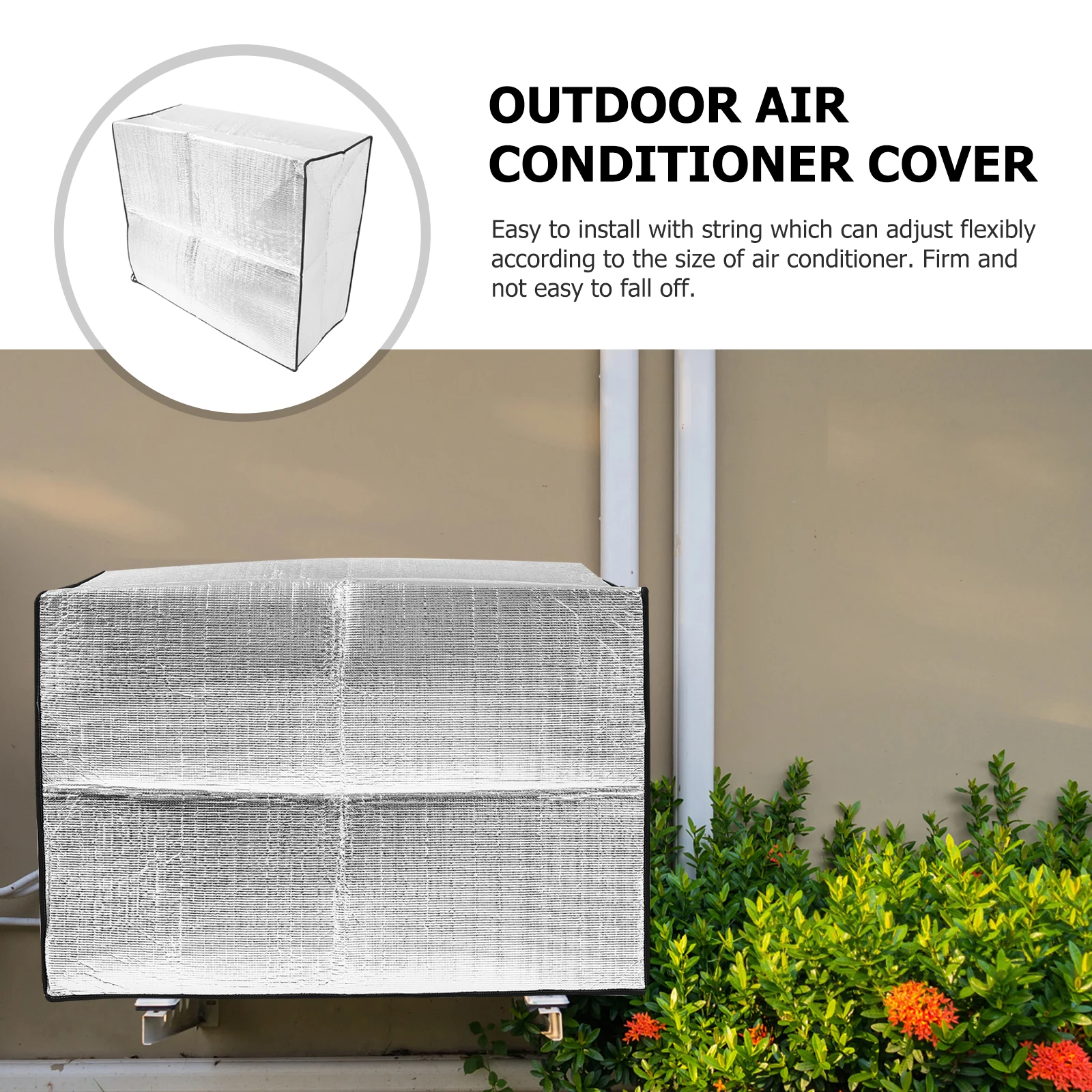 1pc Metal Aluminum Film Air Conditioner Cover Outdoor Air Conditioning Sun Shade Protection Covers Sunshade Cover Silver