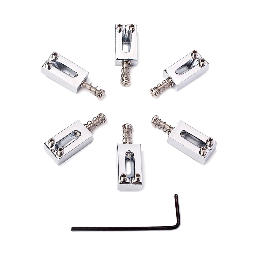 

6pcs Flat Guitar Saddle Set For Style Guitar Replacement Zinc Alloy Bridge Saddles Durable Tuning Stability Silver
