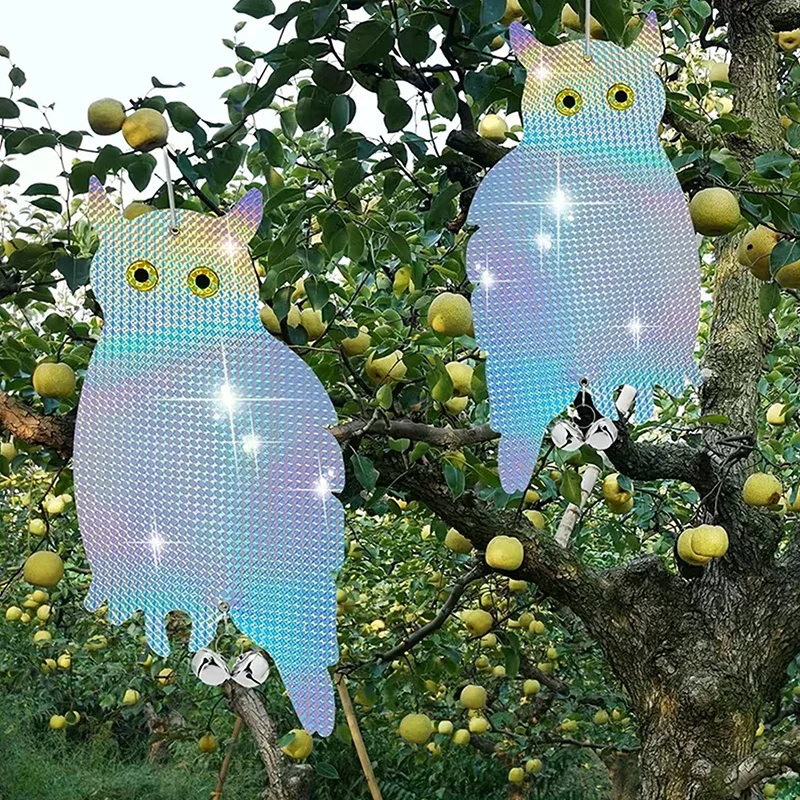 1/2/4/6PCS Reflective Owl Fake Hawk Plastic Hanging Bird Repeller Outdoor Garden Decor Wind Chime