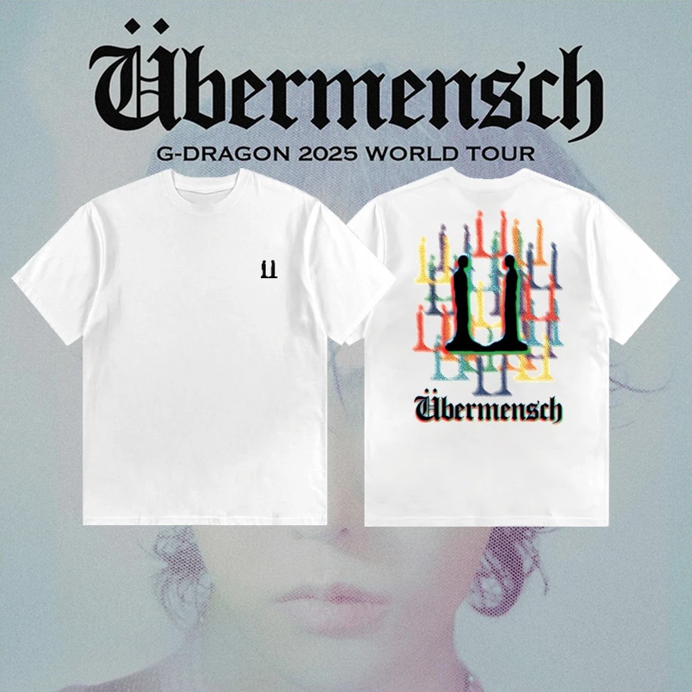 G-DRAGON 2025 WORLD TOUR Ubermensch Merch تي شيرتات قطن للرجال والنساء، أزياء كورية، أكمام قصيرة مطبوعة فضفاضة