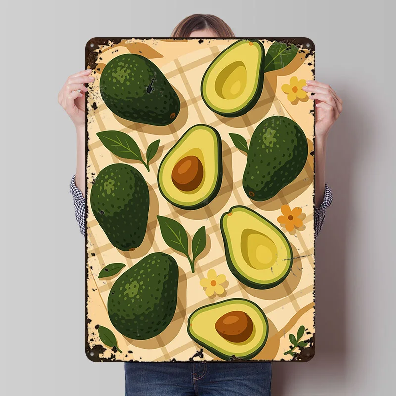 Avocado – A Stylized Tablescape Printed Poster Customized Retro Wall Art Vintage Metal Tin Signs for Office Decor Room Man Cave