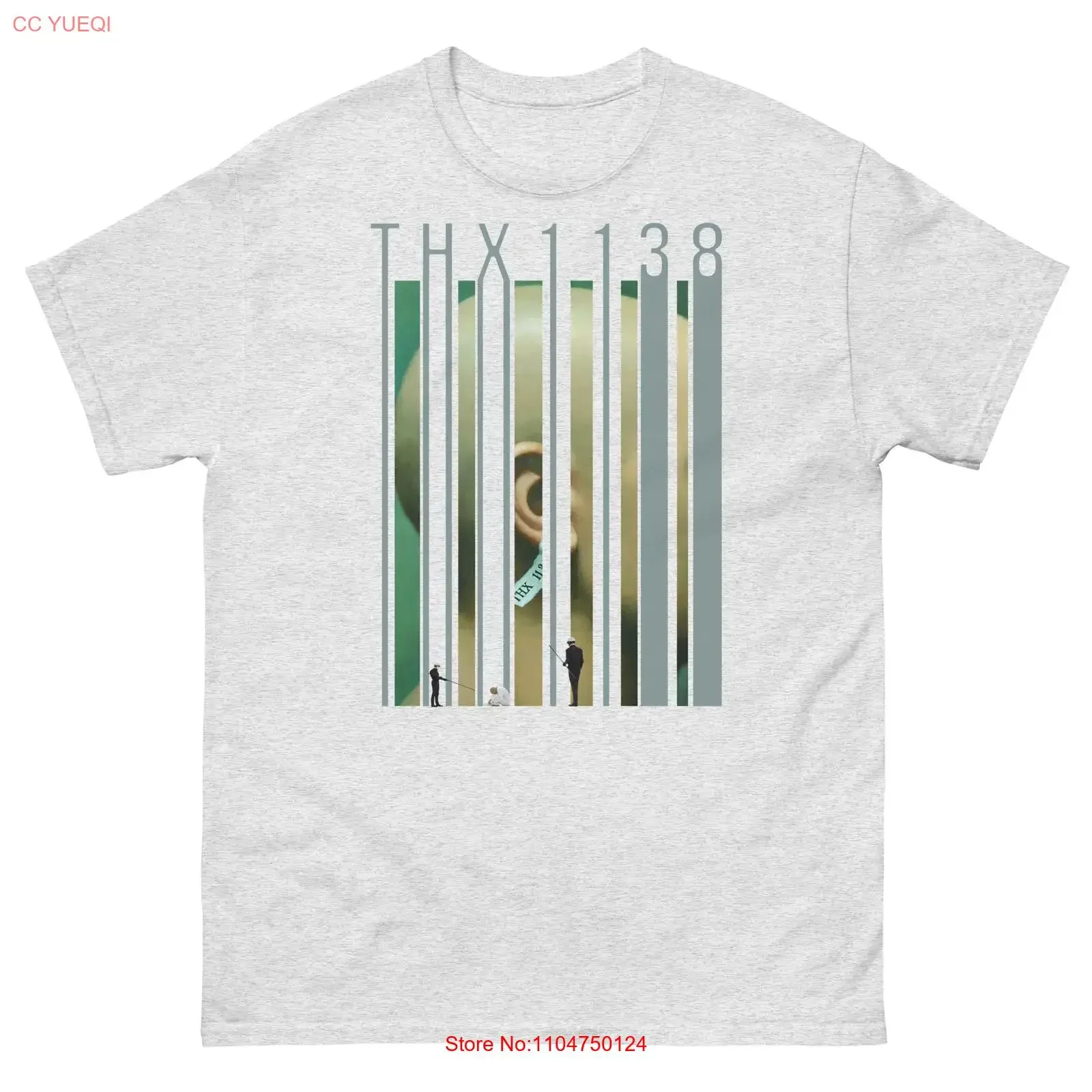 Camiseta THX 1138 vintage lavada, ligeiramente desgastada, estilo designer, streetwear, macia, versátil, respirável, com estampa gráfica.