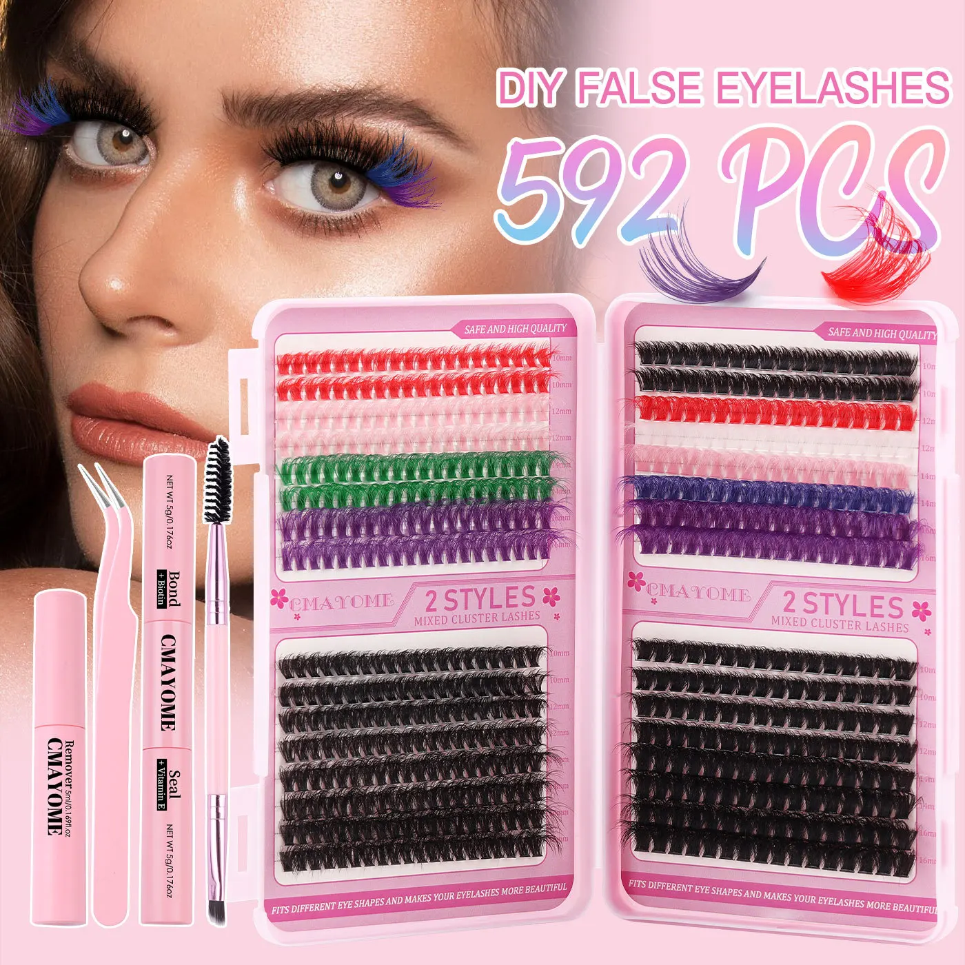 

Color Single Cluster D Song False Eyelash Set 10-16mmDIY Segmented Grafting Thick Eyelashes