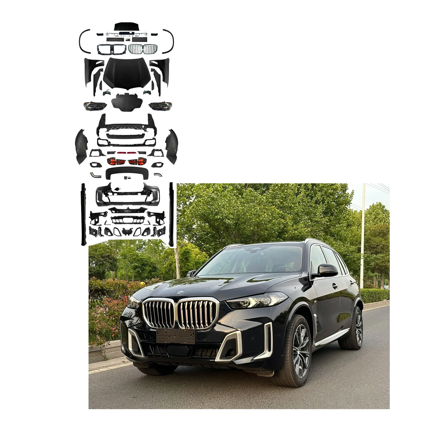 Body Kit for BMW X5 F15 (14-18) to G05LCI (2023) M-TECH BODYKIT Lossless Version Bodykit Front and Rear Car Bumper Side Skirts