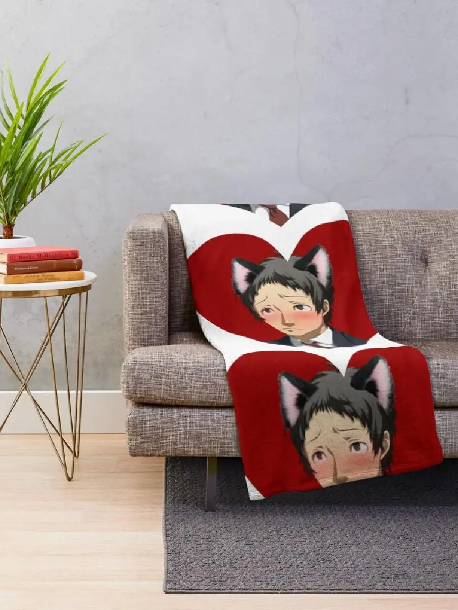 Tohru Adachi Portrait Catboy Heart Throw Blanket  Soft Cozy Design for Home Comfort