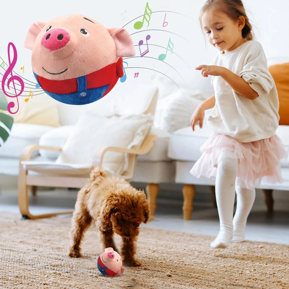 Plush Automatic Bouncing Toys Bite Resistant Musical Vibrating Bouncing Ball Talking Self Moving Dog Playing Indoors