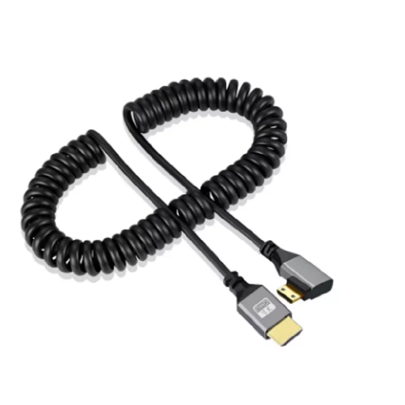 كابل HDMI صغير 4K 4K60HZ 0.5-2.4M HDMI صغير متوافق مع HDMI ملفوف تمديد كابل حلزوني مرن 4k كابل MinihHDMI