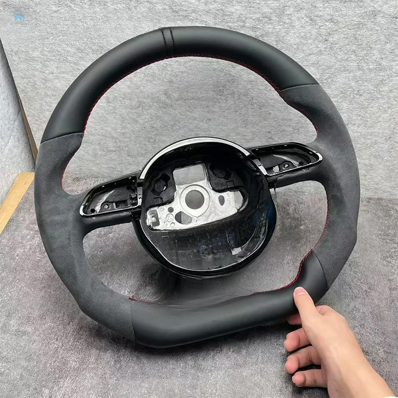 

Suitable For Audi A3 A4 A5 A6 A7 Q3 Q5 Q7 Flat Bottomed Steering Wheel, Red Stitching, With Optional Multifunction Buttons