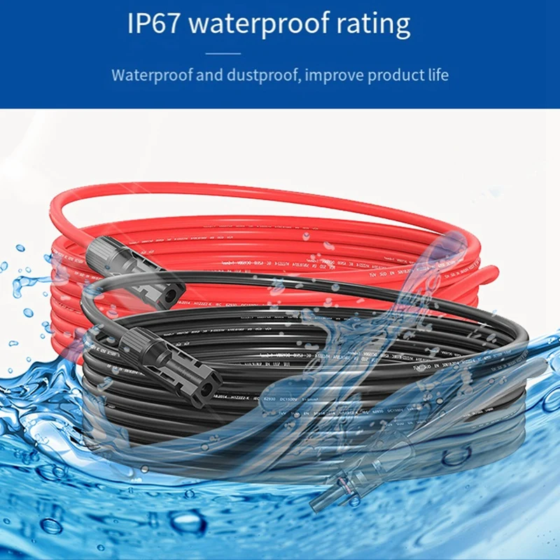 Удлинительный кабель для солнечной батареи 2 м 12AWG-MC, удлинительный кабель для солнечной панели с разъемом «мама-папа» (красный + черный кабель)-ABJU