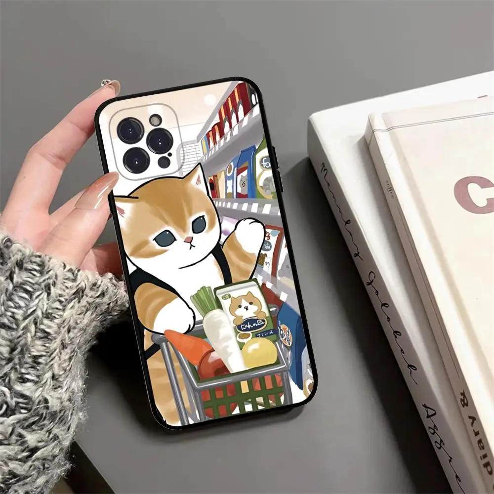 Custodia per telefono carina gatto cartone animato per IPhone 15 14 13 12 Mini 11 Pro XS Max X XR SE 6 7 8 Plus Cover morbida in silicone