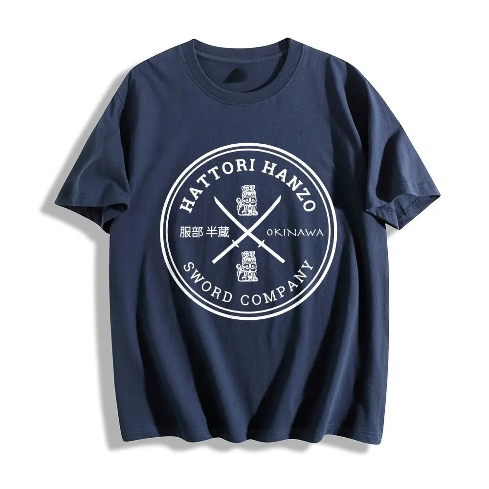 2026 Summer Fashion New Abdominal Half Hidden Swords Japanese Classic Pure Cotton Round Neck Printed T-shirt Large Size