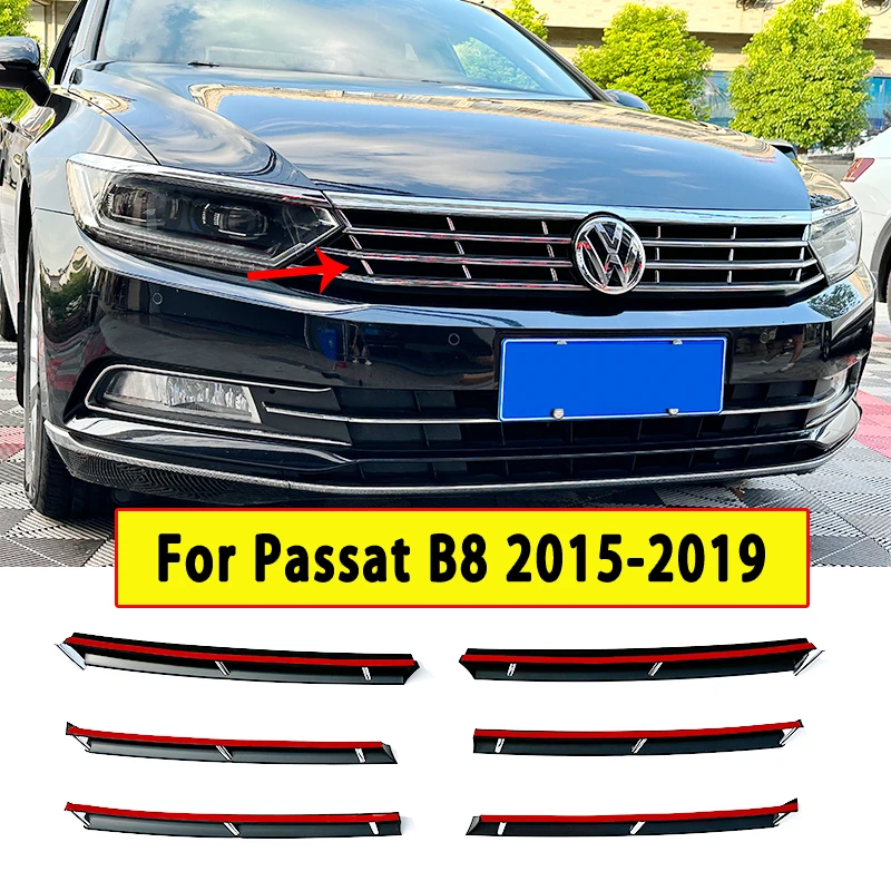 VW Passat B8 için ön izgara krom kaplama 2015 2016 2017 2018 2019 varyant krom kaplama dekorasyon şerit üzerinde o ön ızgara