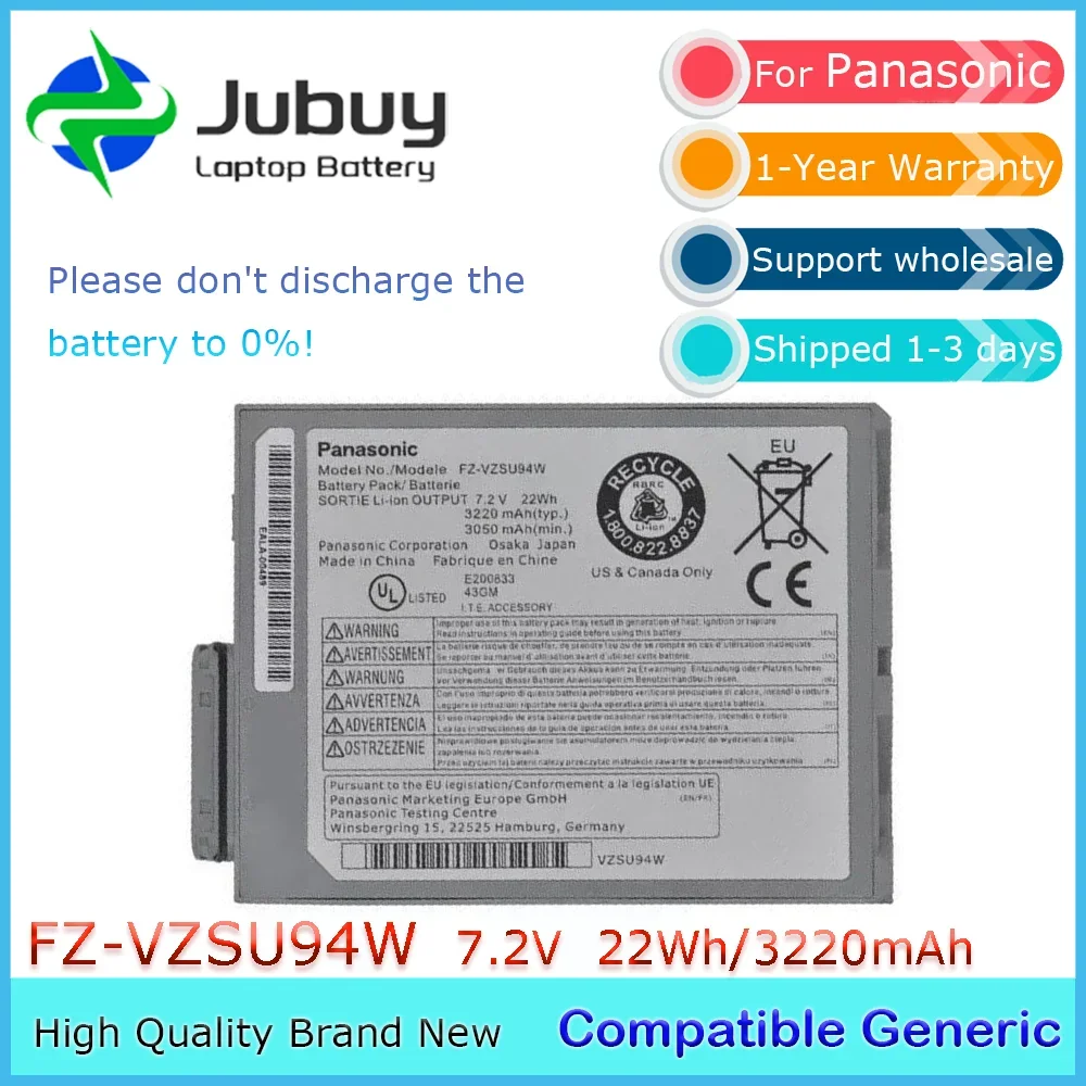 

FZ-VZSU94W 7,2 В 22 Втч Совместимый универсальный аккумулятор для ноутбука Panasonic ToughBook FZ-M1 FZ-B2 FZ-M1C FZ-VZSU95J FZ-VZSU95W и т. д.