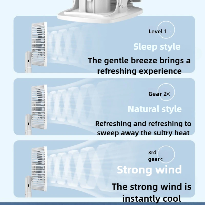 4-In-1 Fan USB Charging Model Long Battery Life Foldable Mini Retractable Fan Portable Electric Fan 360 ° Swing Clip Vertical