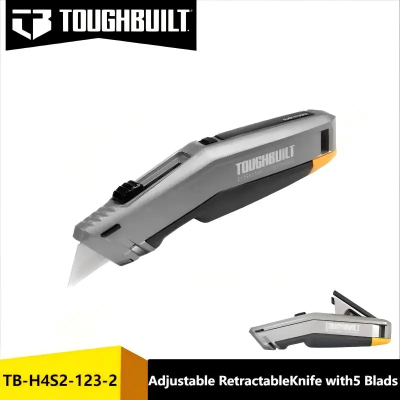 

TOUGHBUILT TB-H4S2-123-2 Регулируемый выдвижной нож — сверхпрочная сталь, 5 лезвий для резки толстых обоев