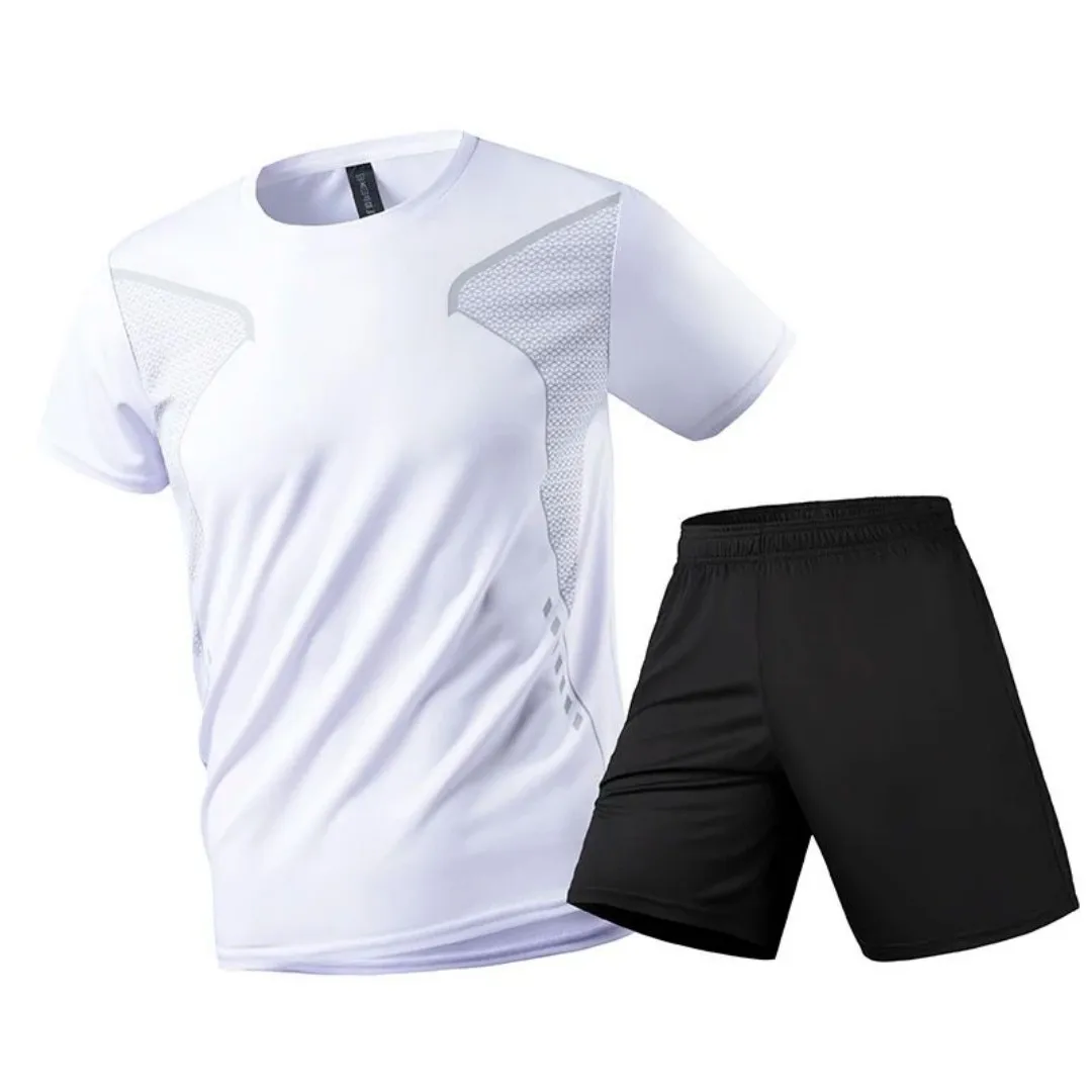 

The 2025 summer new men's quick-drying running set is breathable soft and elastic fitness outdoor sportswear