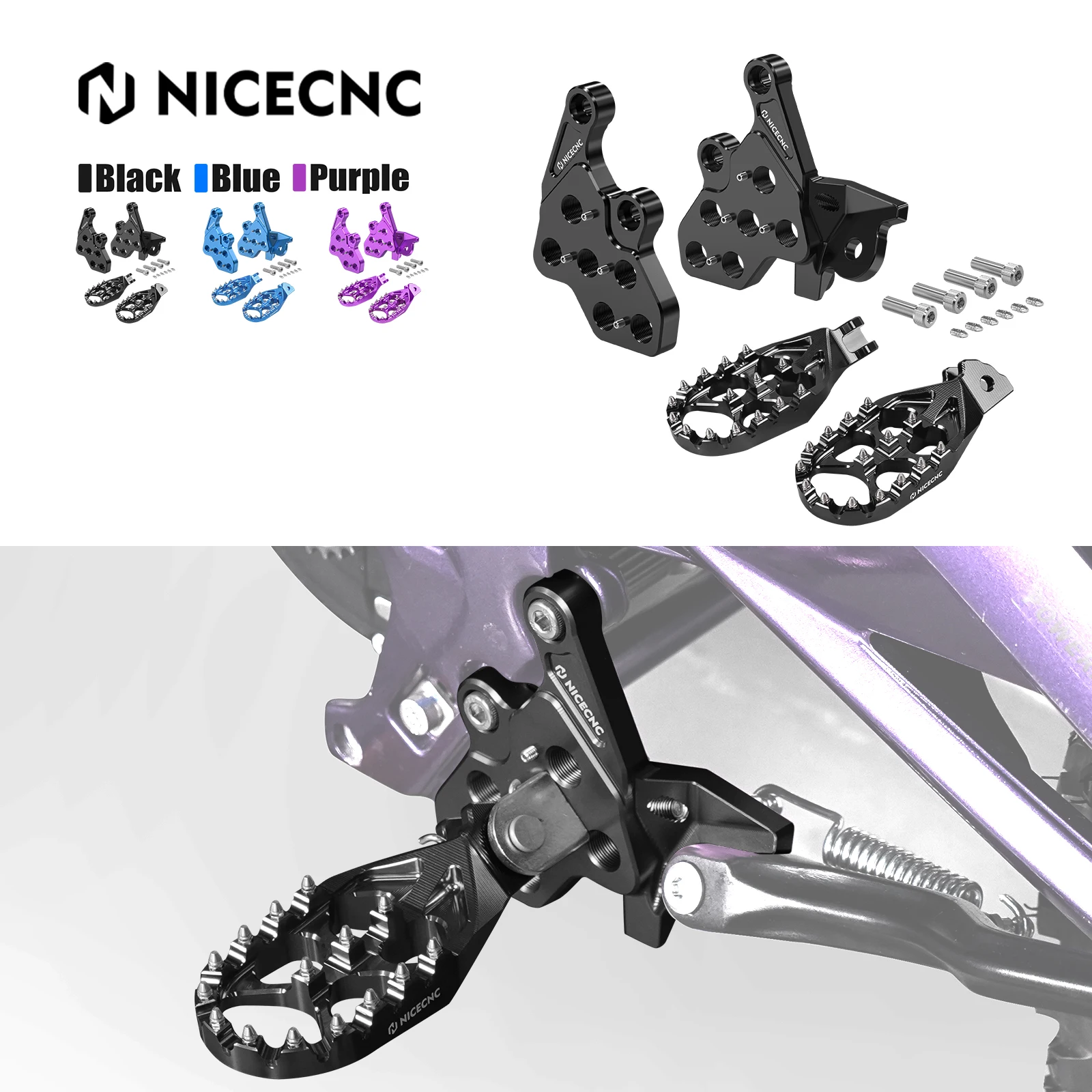 

NICECNC For Surron light bee X S L1E Enlarged Aluminum Foot Pegs Footrest & Bracket For Segway X160 X260 Electric Dirt Bike 2024