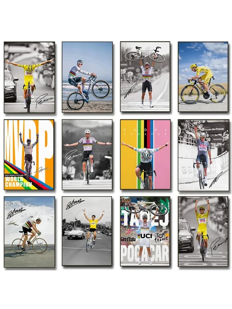 AliExpress Cycling World Champion Tadej Pogacar Posters Sports Prints Mathieu Van Der Poel Canvas Painting Wall Art Picture Home Room De
