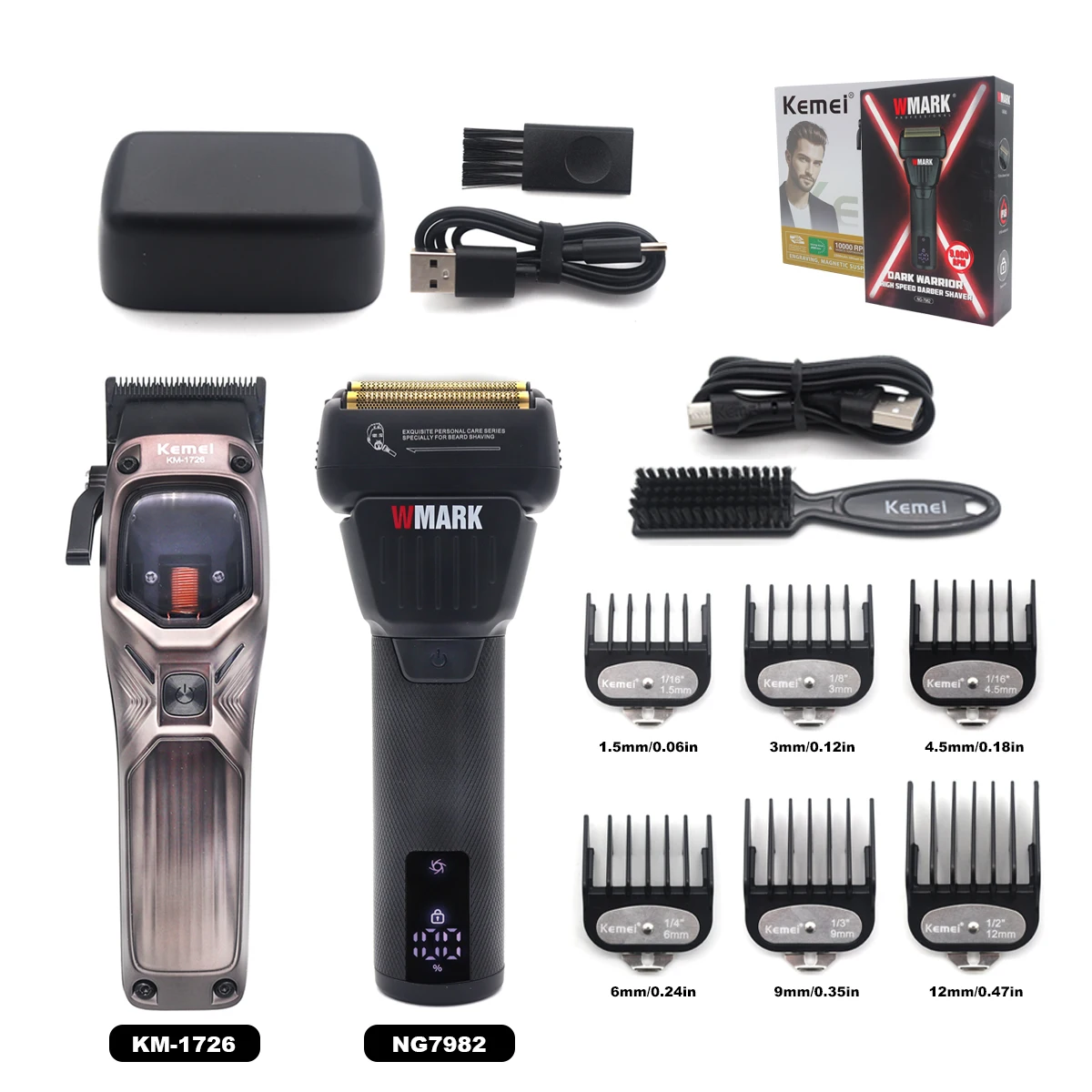 WMARK NG-7982 Men's Electric Shaver 9000RPM Double Foil LED