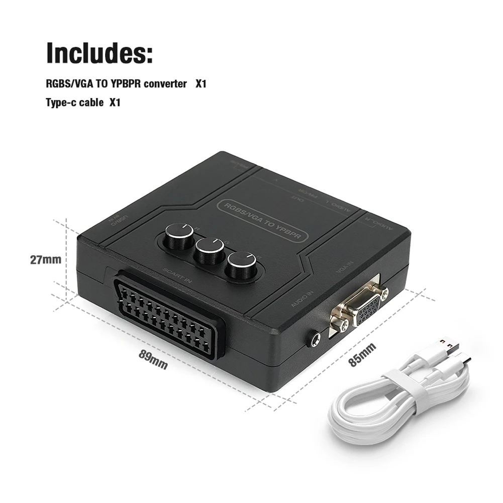 RGBS VGA SCART إلى YPBPR محول وحدة التحكم في الألعاب محول ترانسكودر الفيديو سطوع اللون قابل للتعديل محولات فرق اللون #6