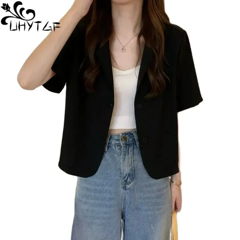 

Summer Suit Jacket Women 2024 New Loose Casual Fried Street Short Sleeve Blazers Women Thin Top Female Cozy Small Suit 2544