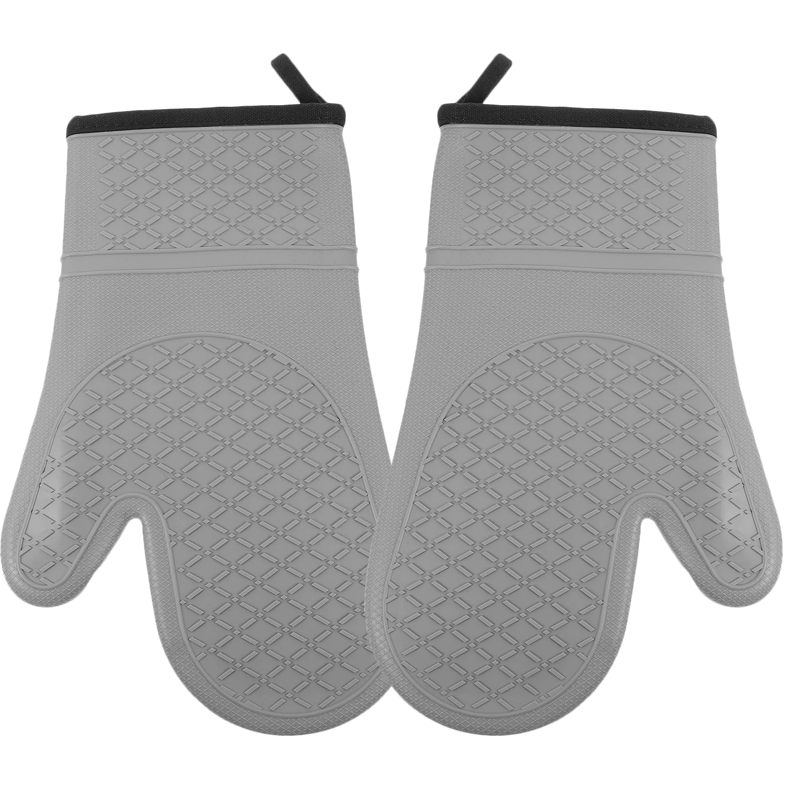 

Heat Resistant Oven Mitts Grey Non Slip Microwave Gloves Baking Kitchen Long Heat Insulation Premium Safe Removing Hot