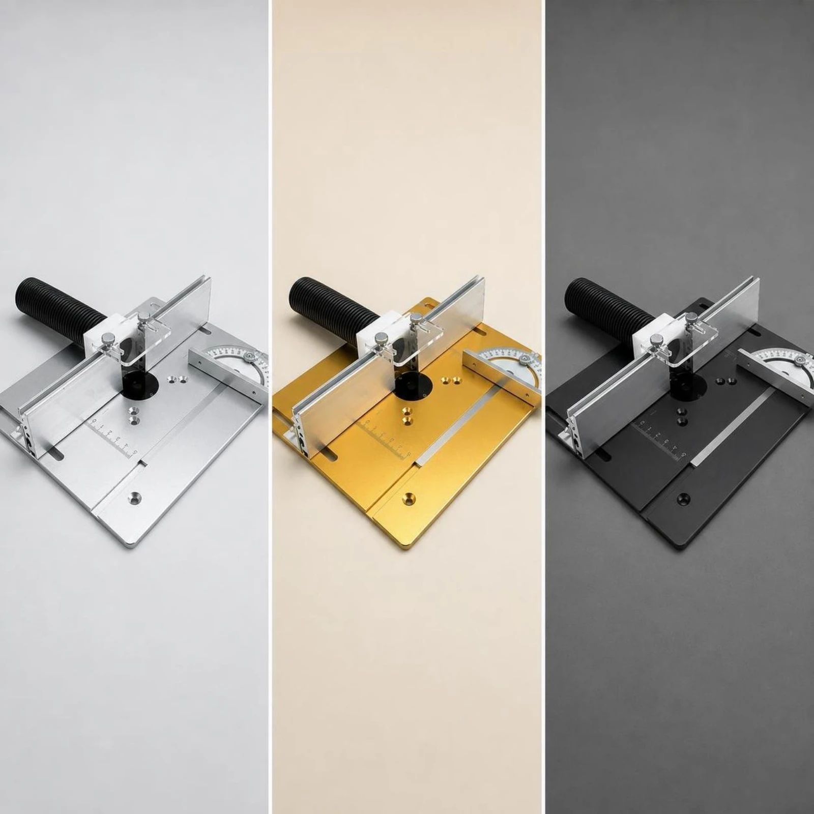 Router Table Insert Plate with Fence Aluminum Alloy Router Table Insert Plate Woodworking Tool Adjustable Precision-Engraved