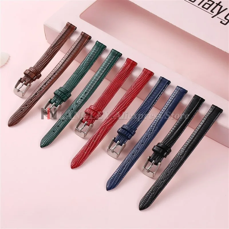 Lizard Pattern Soft Leather Strap 8mm 10mm 12mm 14mm 16mm Ultra-thin Wristbelt Waterproof Slim Women's Bracelet for Smart Watch