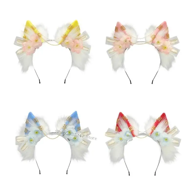 

Plush Foxes Wolf Ear Headpiece Lightweight Comfortable Design For Role Play Themed Event Family Gatherings H7EF