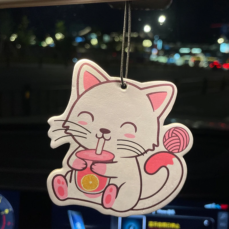 Drink Lemon Milk Tea, Enjoy the Smiling White Cat, Intercontinental Hotel (Hotel Scent), Car Fragrance Tablets, Wardrobe Air Freshener, Perfume, Rearview Mirror Decoration, Car Interior Pendant, Natural Scent Air Purifier, Anime Cartoon Toilet Fragrance Sachet, Living Room Office Room Bedside Hanging Ornament view 6