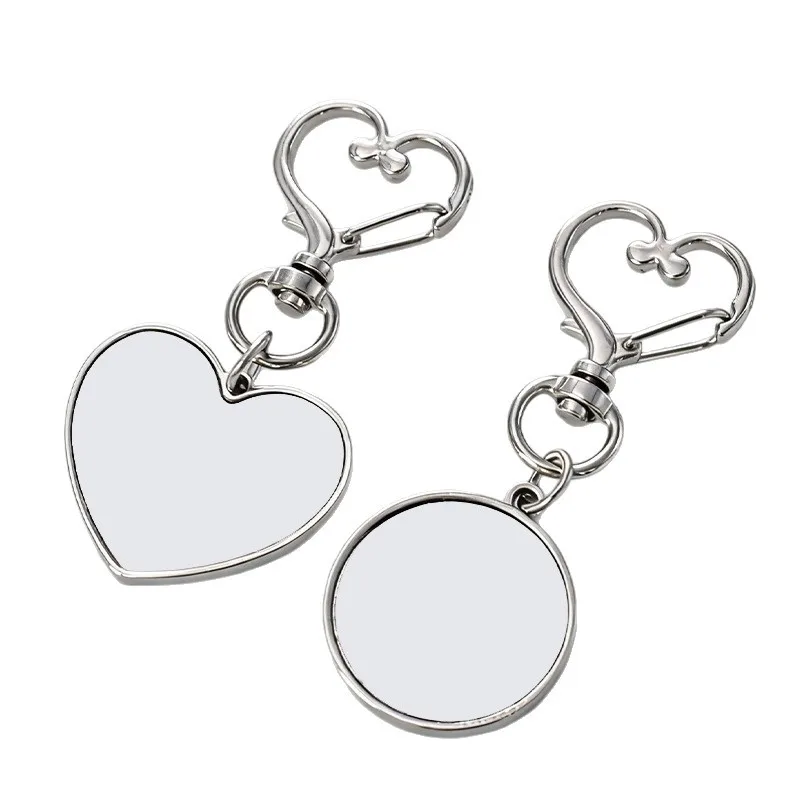 

12pcs Sublimation DIY White Blank Circle Love Shaped Heart Keychain Personalized Design Couple Accessories